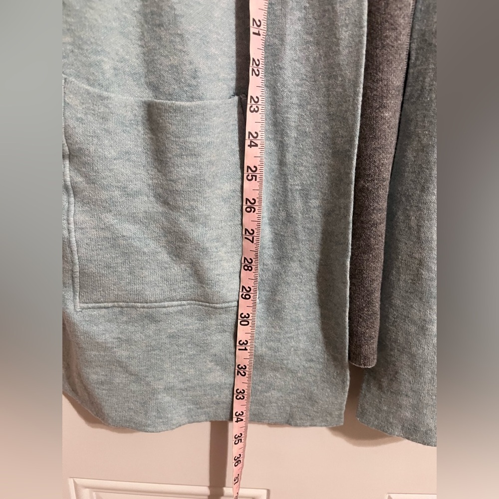 NWT J Jill Reversible Sweater L Petite Cardigan Open Front Gray Blue Long Sleeve - Picture 4 of 7
